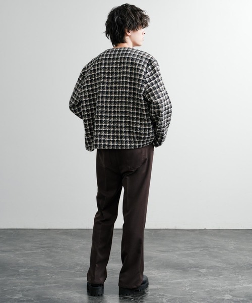 梅子さま専用◡̈CONFECT | ルポワンチェック ノーカラージャケット セール】新色追加 ツイード/チェックラメツイードゴールドボタン