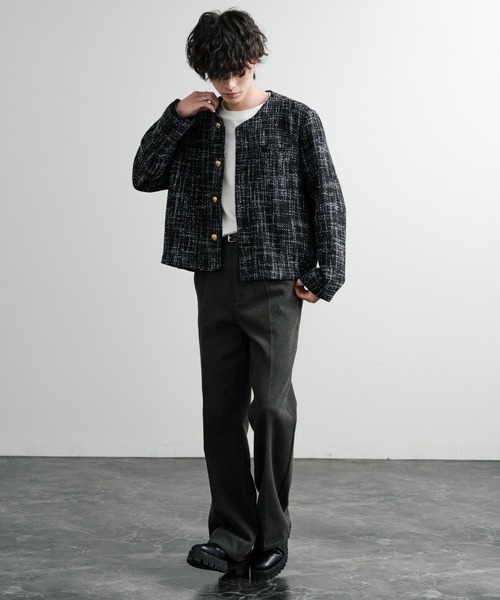 セール】新色追加 ツイード/チェックラメツイードゴールドボタン