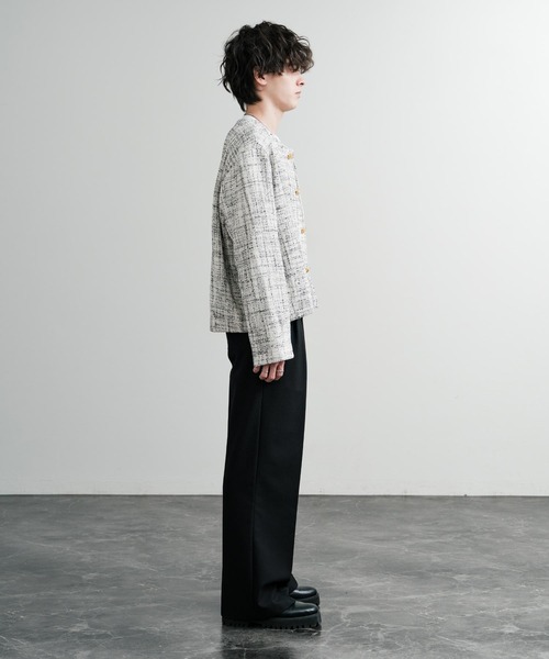 セール】新色追加 ツイード/チェックラメツイードゴールドボタン