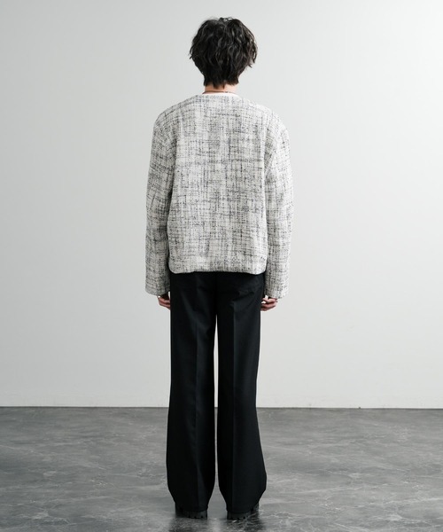 最終価格！sandro ツイード チェック ノーカラージャケット 金ボタン 最終価格！sandro ツイード チェック ノーカラージャケット 金ボタン