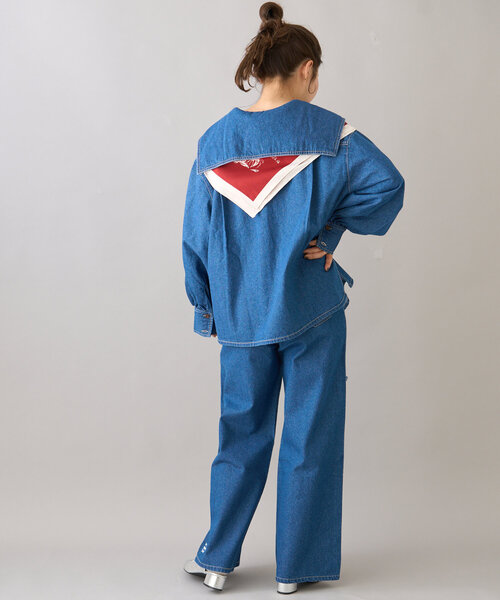 CIAOPANIC TYPY（チャオパニックティピー）の「【willow】ポイント裾刺繍デニム（その他パンツ・レディース・オフホワイト/ブルー・SMALL/MEDIUM）」の18枚目の写真