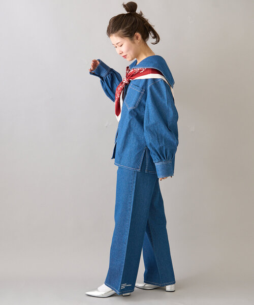 CIAOPANIC TYPY（チャオパニックティピー）の「【willow】ポイント裾刺繍デニム（その他パンツ・レディース・オフホワイト/ブルー・SMALL/MEDIUM）」の19枚目の写真