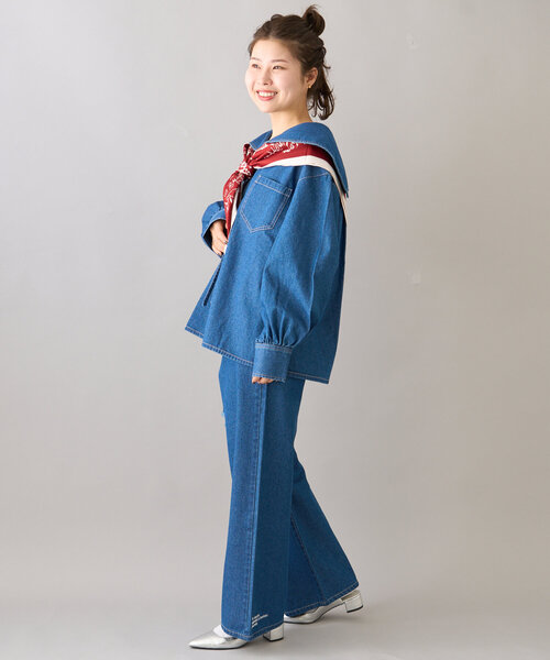 CIAOPANIC TYPY（チャオパニックティピー）の「【willow】ポイント裾刺繍デニム（その他パンツ・レディース・オフホワイト/ブルー・SMALL/MEDIUM）」の20枚目の写真