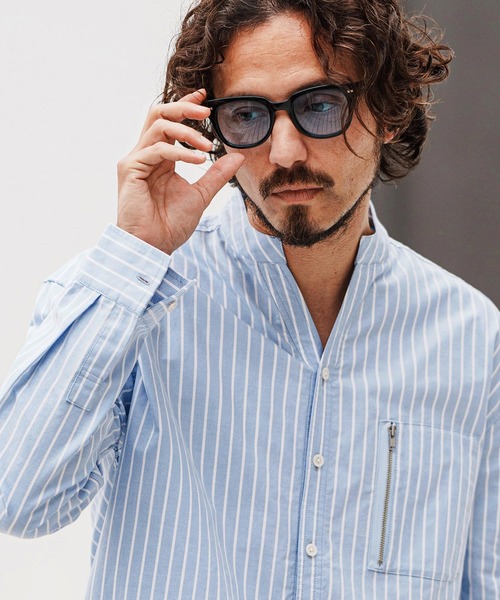 felkod(フィルコッド)の「ms6009- Zip Pocket Stripe Band collar Shirts バンドカラーシャツ(シャツ/ブラウス・メンズ・ブルー系その他/ブラック系その他・L/M/S)」の15枚目の写真