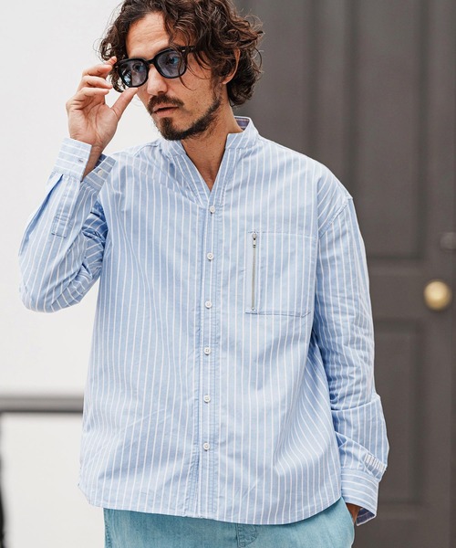 felkod(フィルコッド)の「ms6009- Zip Pocket Stripe Band collar Shirts バンドカラーシャツ(シャツ/ブラウス・メンズ・ブルー系その他/ブラック系その他・L/M/S)」の17枚目の写真