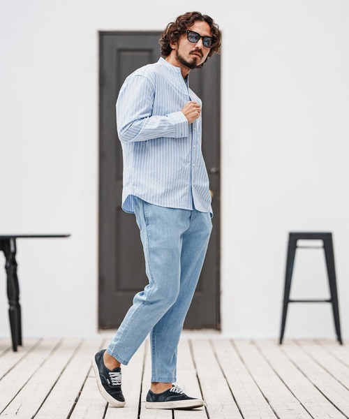 felkod(フィルコッド)の「ms6009- Zip Pocket Stripe Band collar Shirts バンドカラーシャツ(シャツ/ブラウス・メンズ・ブルー系その他/ブラック系その他・L/M/S)」の18枚目の写真