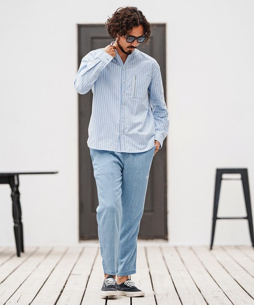felkod(フィルコッド)の「ms6009- Zip Pocket Stripe Band collar Shirts バンドカラーシャツ(シャツ/ブラウス・メンズ・ブルー系その他/ブラック系その他・L/M/S)」の19枚目の写真