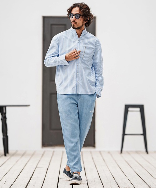 felkod(フィルコッド)の「ms6009- Zip Pocket Stripe Band collar Shirts バンドカラーシャツ(シャツ/ブラウス・メンズ・ブルー系その他/ブラック系その他・L/M/S)」の20枚目の写真