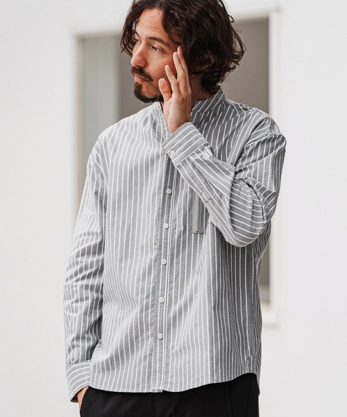 felkod(フィルコッド)の「ms6009- Zip Pocket Stripe Band collar Shirts バンドカラーシャツ(シャツ/ブラウス・メンズ・ブルー系その他/ブラック系その他・L/M/S)」の21枚目の写真