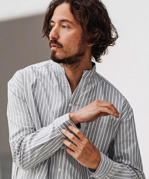 felkod(フィルコッド)の「ms6009- Zip Pocket Stripe Band collar Shirts バンドカラーシャツ(シャツ/ブラウス・メンズ・ブルー系その他/ブラック系その他・L/M/S)」の22枚目の写真