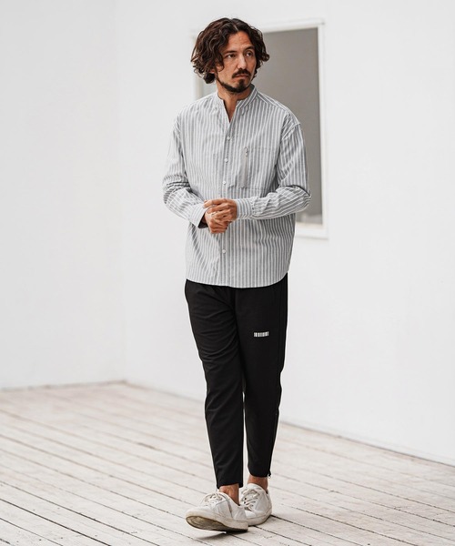 felkod(フィルコッド)の「ms6009- Zip Pocket Stripe Band collar Shirts バンドカラーシャツ(シャツ/ブラウス・メンズ・ブルー系その他/ブラック系その他・L/M/S)」の3枚目の写真