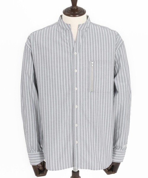 felkod(フィルコッド)の「ms6009- Zip Pocket Stripe Band collar Shirts バンドカラーシャツ(シャツ/ブラウス・メンズ・ブルー系その他/ブラック系その他・L/M/S)」の7枚目の写真