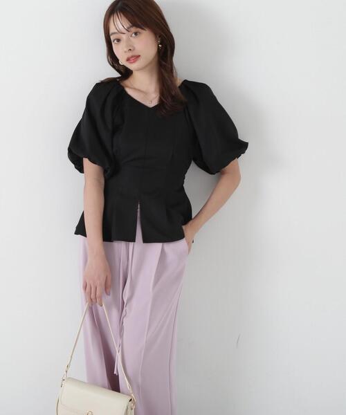 PROPORTION BODY DRESSING(プロポーションボディドレッシング)の「バルーン袖ペプラムブラウス / 1215110310(シャツ/ブラウス・レディース・ホワイト/ブラック/ブルー・FREE)」の1枚目の写真