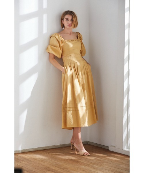 Estella.K（エステラケー）の「Sweetheart Linen Long Dress スカラップカットアウトドレス（ワンピース・レディース・ブラック/イエロー・FREE）」の17枚目の写真