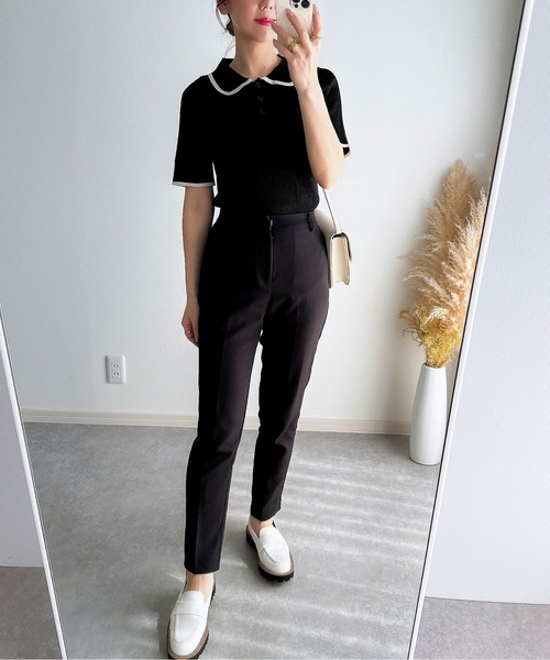 &. NOSTALGIA（アンドドットノスタルジア）の「【ZOZO限定】パイピングポロニット（ニット/セーター・レディース・グレー/ブラック/アイボリー/ブラウン・M）」の5枚目の写真