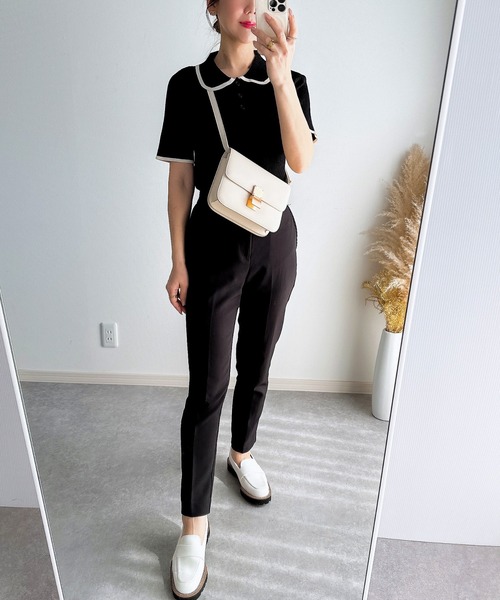 &. NOSTALGIA（アンドドットノスタルジア）の「【ZOZO限定】パイピングポロニット（ニット/セーター・レディース・グレー/ブラック/アイボリー/ブラウン・M）」の8枚目の写真