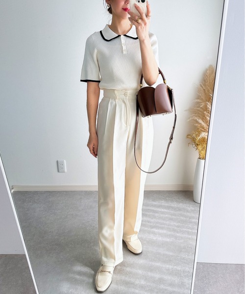 &. NOSTALGIA（アンドドットノスタルジア）の「【ZOZO限定】パイピングポロニット（ニット/セーター・レディース・グレー/ブラック/アイボリー/ブラウン・M）」の19枚目の写真