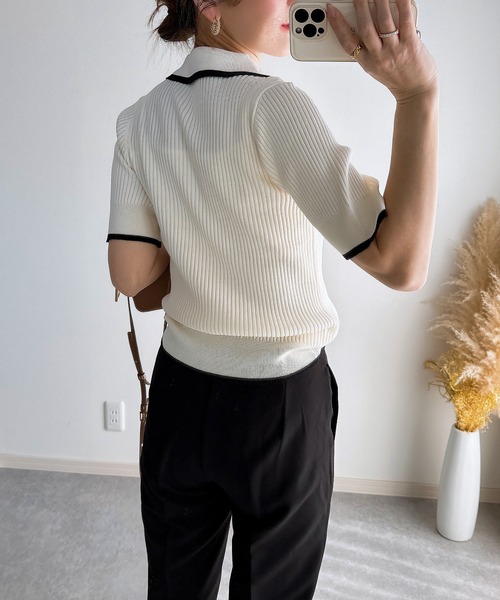 &. NOSTALGIA（アンドドットノスタルジア）の「【ZOZO限定】パイピングポロニット（ニット/セーター・レディース・グレー/ブラック/アイボリー/ブラウン・M）」の22枚目の写真