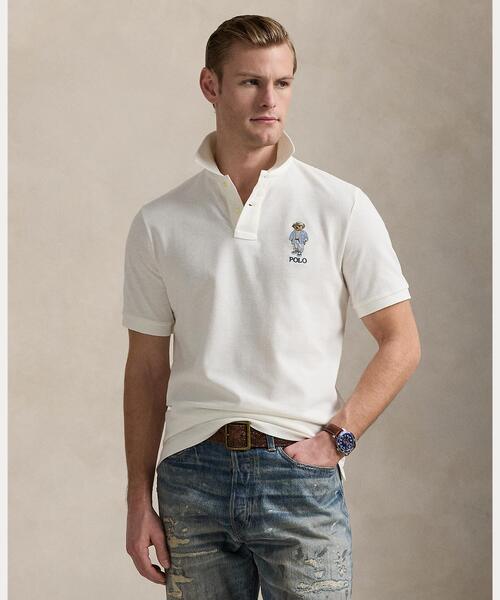 POLO RALPH LAUREN(ポロ ラルフ ローレン)の「クラシック フィット Polo ベア メッシュ ポロシャツ(ポロシャツ・メンズ・ホワイト・XS/XL/S/M/L/XXL)」の1枚目の写真