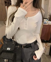 LAFFMO（ラフモ）の「ヘンリーネックリングスナップカットソー（Tシャツ/カットソー）」