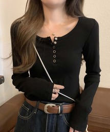 LAFFMO（ラフモ）の「ヘンリーネックリングスナップカットソー（Tシャツ/カットソー）」