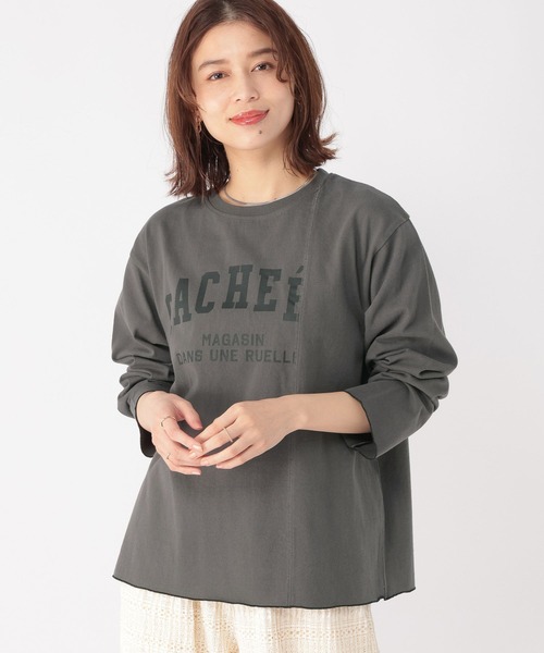 【即購入 可】リメイク ペイント ロンT セール】リメイク風切り替えロンT（Tシャツ/カットソー