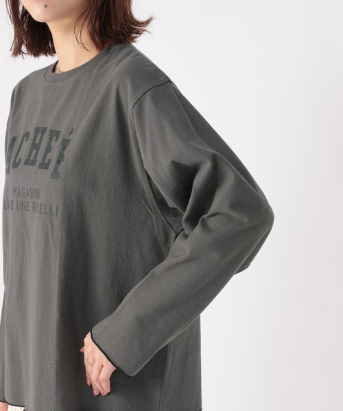 studio CLIP（スタディオクリップ）の「リメイク風切り替えロンT（Tシャツ/カットソー・レディース・チャコール/パープル/グレー・FREE）」の5枚目の写真