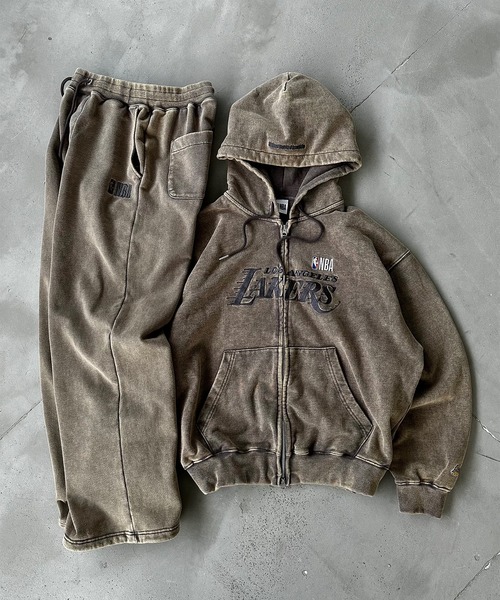 Perushu(ペルーシュ)の「Perushu / NBA ヘビーウェイトヴィンテージ加工ロゴ刺繍スウェットパンツ(スウェットパンツ・メンズ・ネイビー/ベージュ/ライトイエロー/チャコールグレー/ブラック/アイボリー・MEDIUM/LARGE)」の5枚目の写真