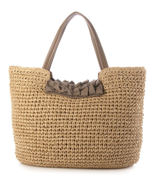 cache cache(カシュ カシュ)の「カシュカシュ cachecache / フリルフラップクロッシェトート(かごバッグ・レディース・ブラック/ブラウン/グリーン・FREE)」の5枚目の写真