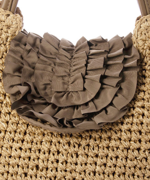 cache cache(カシュ カシュ)の「カシュカシュ cachecache / フリルフラップクロッシェトート(かごバッグ・レディース・ブラック/ブラウン/グリーン・FREE)」の9枚目の写真