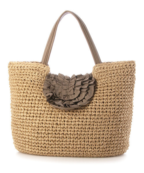 cache cache(カシュ カシュ)の「カシュカシュ cachecache / フリルフラップクロッシェトート(かごバッグ・レディース・ブラック/ブラウン/グリーン・FREE)」の4枚目の写真