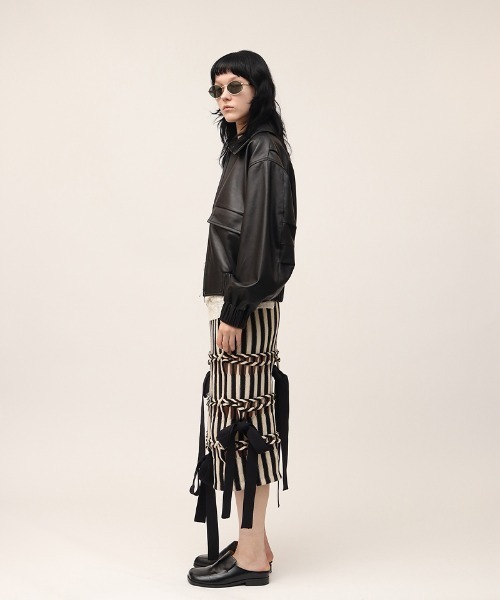 スカート leinwande Braids Stripe Knitted Skirt Braids Stripe Knitted Skirt/Navy | leinwände | ライン
