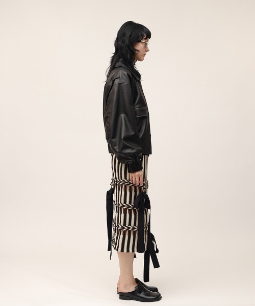 leinwande(ラインヴァンド)の「Braids Stripe Knitted Skirt / ブレイズストライプニットスカート(スカート・レディース・ブラック/ネイビー・ONE SIZE)」の19枚目の写真