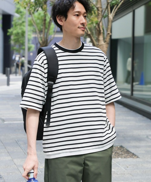 【関税込み】KUSIKOHC グレー＆ブラック レイヤード Tシャツ セール】クルーネックレイヤード/半袖/一部店舗限定/321976（T