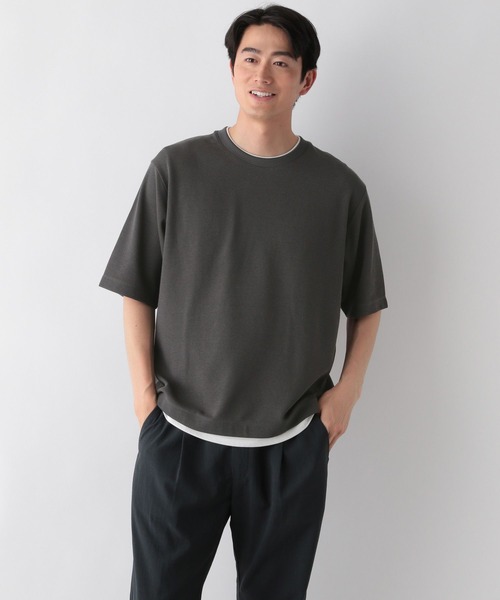 【関税込み】KUSIKOHC グレー&ブラック レイヤード Tシャツ セール】クルーネックレイヤード/半袖/一部店舗限定/321976(T