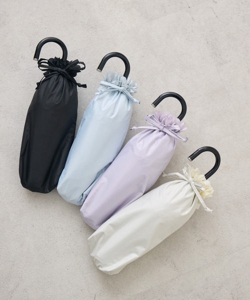 because（ビコーズ）の「because　【遮光率100％】PUヒートカット晴雨兼用折りたたみフリル日傘（折りたたみ傘・レディース・パープル/ブラック/ライトブルー/ホワイト・FREE）」の6枚目の写真