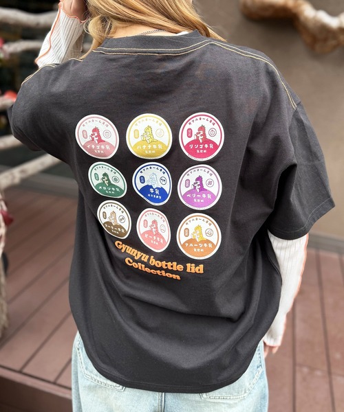 DOUBLE NAME(ダブルネーム)の「Gyunyu bottle lid BACKモチーフTEE(Tシャツ/カットソー・レディース・ピンク/ブラック/オフホワイト・FREE)」の12枚目の写真