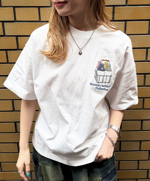 DOUBLE NAME(ダブルネーム)の「Gyunyu bottle lid BACKモチーフTEE(Tシャツ/カットソー・レディース・ピンク/ブラック/オフホワイト・FREE)」の16枚目の写真