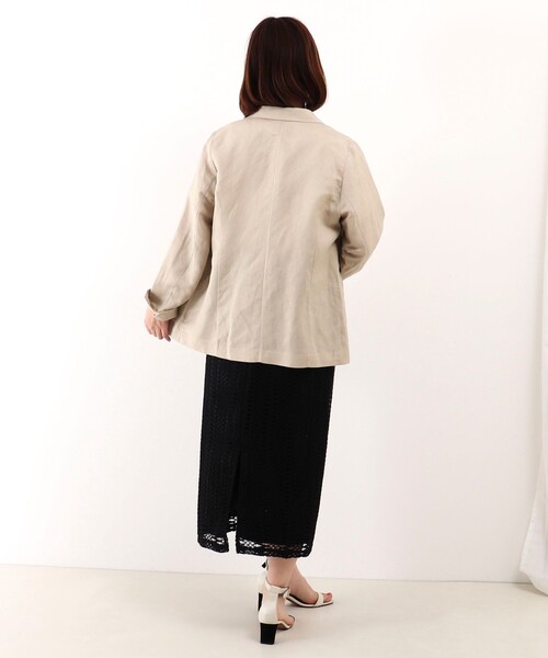 MICO COULIER（ミコクリエ）の「イージーケアリネンジャケット（テーラードジャケット・レディース・キナリ/ネイビー/ベージュ・38）」の7枚目の写真