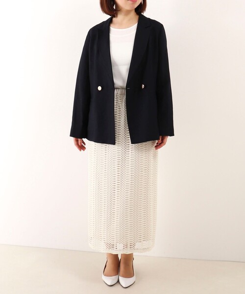 MICO COULIER（ミコクリエ）の「イージーケアリネンジャケット（テーラードジャケット・レディース・キナリ/ネイビー/ベージュ・38）」の9枚目の写真