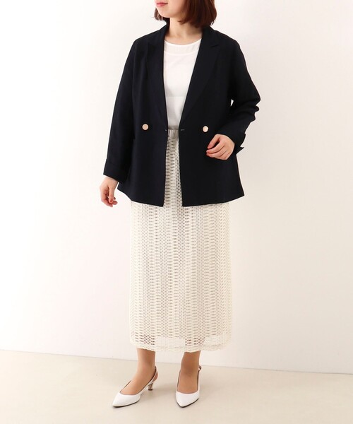 MICO COULIER（ミコクリエ）の「イージーケアリネンジャケット（テーラードジャケット・レディース・キナリ/ネイビー/ベージュ・38）」の10枚目の写真