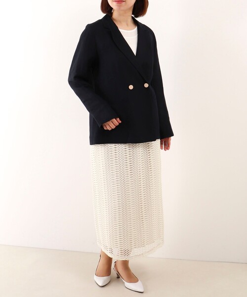 MICO COULIER（ミコクリエ）の「イージーケアリネンジャケット（テーラードジャケット・レディース・キナリ/ネイビー/ベージュ・38）」の13枚目の写真