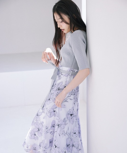 JILL by JILL STUART(ジルバイジルスチュアート)の「◇ニット×オパールドッキングワンピース(ワンピース・レディース・ラベンダー/ブラック・MEDIUM/SMALL)」の4枚目の写真