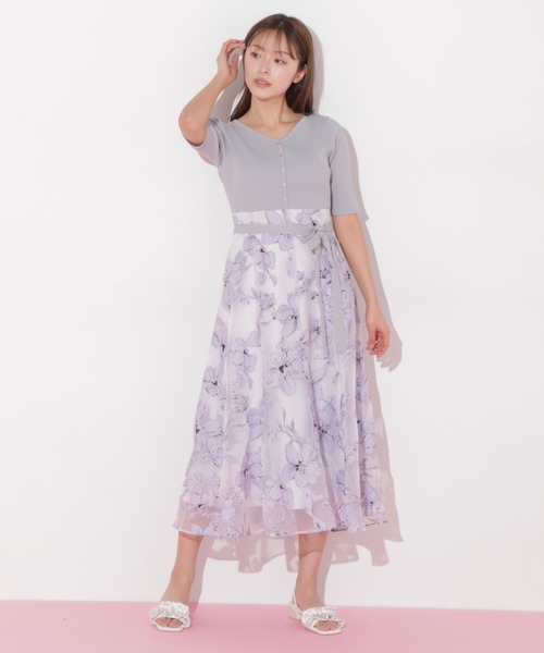 JILL by JILL STUART(ジルバイジルスチュアート)の「◇ニット×オパールドッキングワンピース(ワンピース・レディース・ラベンダー/ブラック・MEDIUM/SMALL)」の5枚目の写真