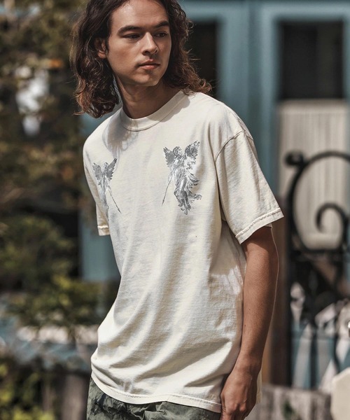 CAMBIO(カンビオ)の「mt9729- ピグメントTシャツ_Angels(Tシャツ/カットソー・メンズ・アイボリー/ブラック系その他/ブルー系その他・S/M/L/XL)」の1枚目の写真