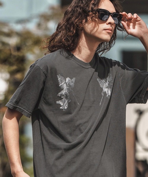 CAMBIO(カンビオ)の「mt9729- ピグメントTシャツ_Angels(Tシャツ/カットソー・メンズ・アイボリー/ブラック系その他/ブルー系その他・S/M/L/XL)」の9枚目の写真