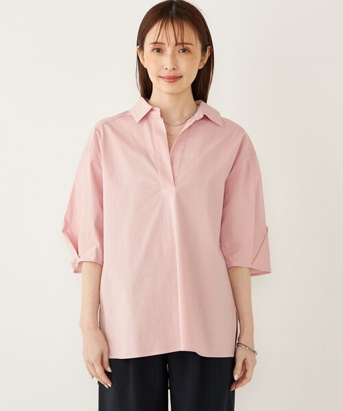 SHIPS Colors(シップス カラーズ)の「SHIPS Colors:〈手洗い可能〉ストレッチ スキッパー シャツ◇(シャツ/ブラウス・レディース・ネイビー/ホワイト/キャメル/ピンク・ONE SIZE)」の16枚目の写真
