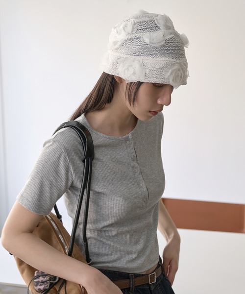 UNE MANSION（ユヌマンション）の「シースルーフラワービーニー（キャップ・レディース・ブラック/ホワイト・ONE SIZE）」の11枚目の写真