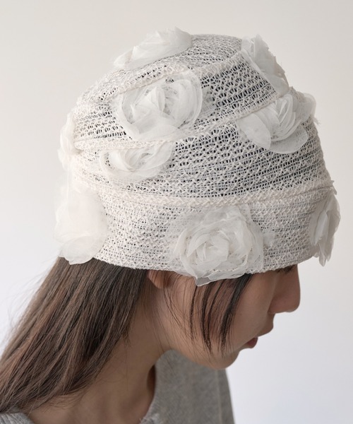 UNE MANSION（ユヌマンション）の「シースルーフラワービーニー（キャップ・レディース・ブラック/ホワイト・ONE SIZE）」の13枚目の写真