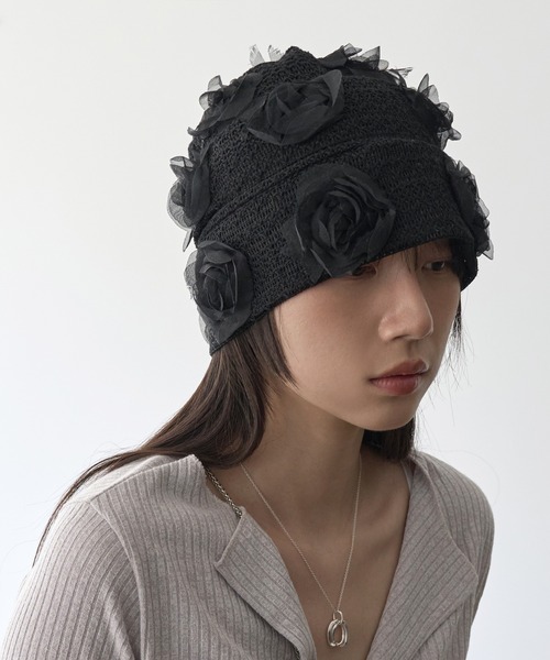 UNE MANSION（ユヌマンション）の「シースルーフラワービーニー（キャップ・レディース・ブラック/ホワイト・ONE SIZE）」の15枚目の写真